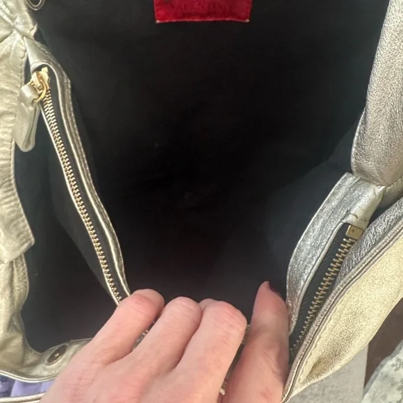 Valentino Garavani Gold Metallic Leather Hobo Bag Y2K Vintage - Picture 14 of 16